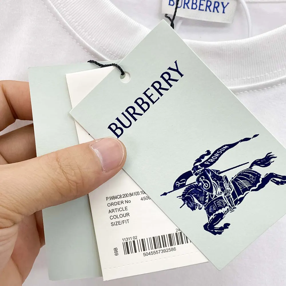Burberry Women Check Label Cotton T-shirt-White - image 10