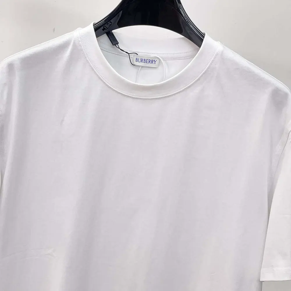 Burberry Women Check Label Cotton T-shirt-White - image 4