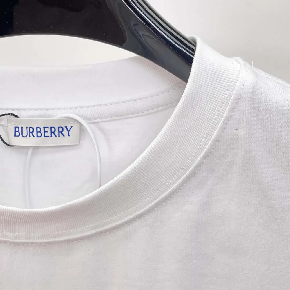 Burberry Women Check Label Cotton T-shirt-White - image 5