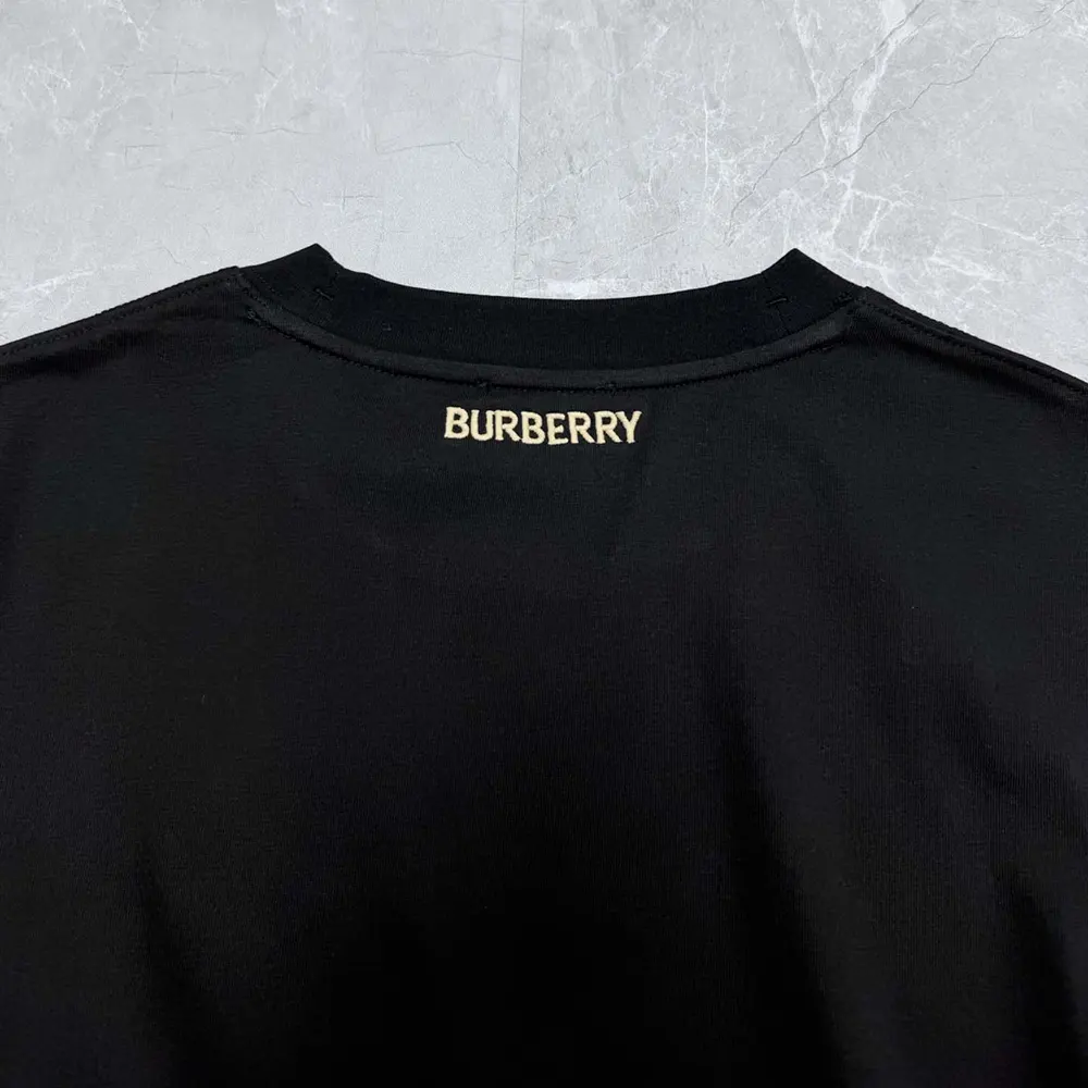 Burberry Women Check Trim Cotton T-shirt-Black - image 8