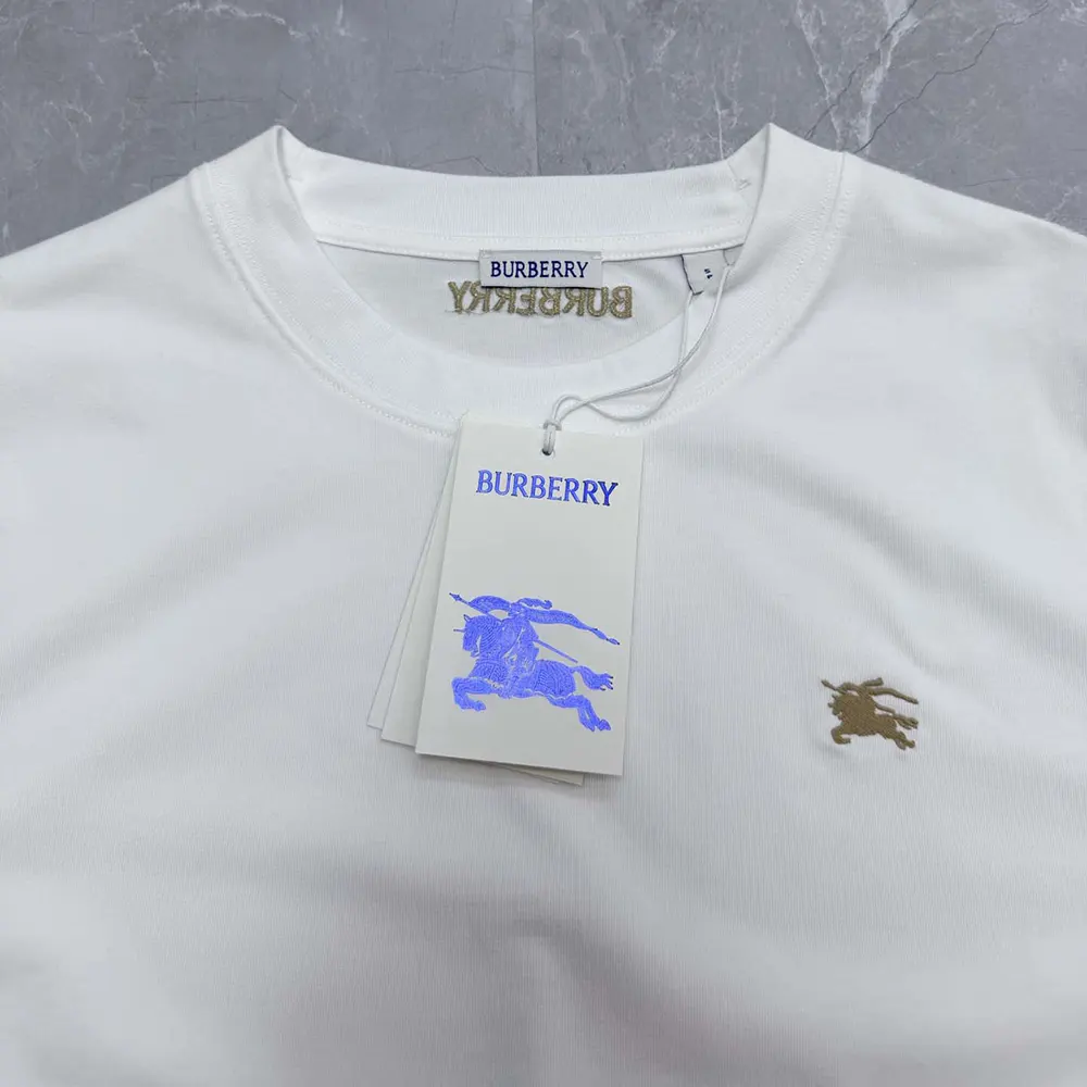 Burberry Women Check Trim Cotton T-shirt-White - image 4