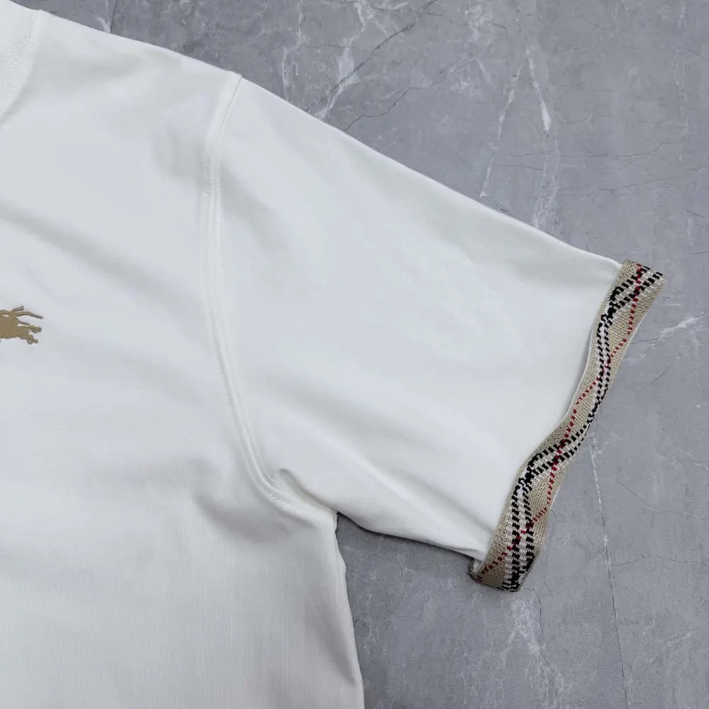 Burberry Women Check Trim Cotton T-shirt-White - image 6