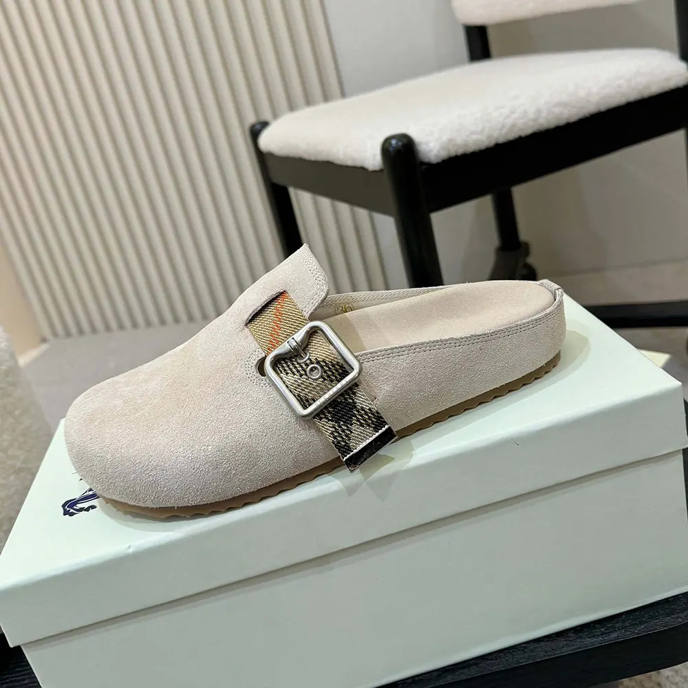 Burberry Unisex Suede Urchin Clogs-Bake Beige - image 5