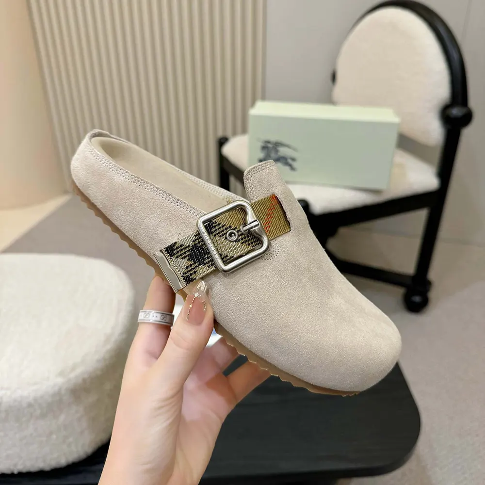 Burberry Unisex Suede Urchin Clogs-Bake Beige - image 4