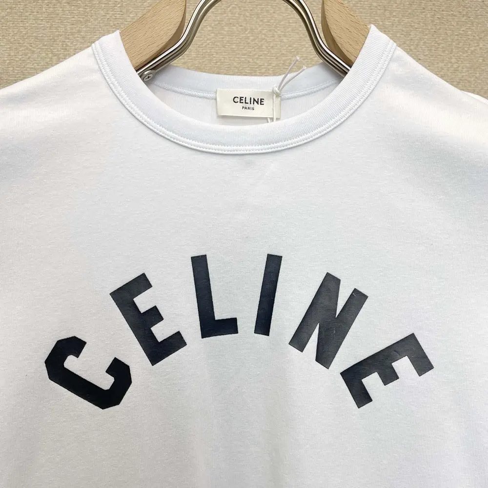 Celine Women T-Shirt in Ribbed Cotton Jersey - image 4