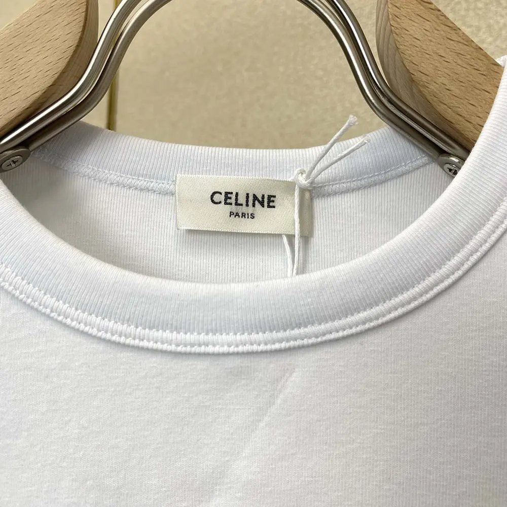Celine Women T-Shirt in Ribbed Cotton Jersey - image 6