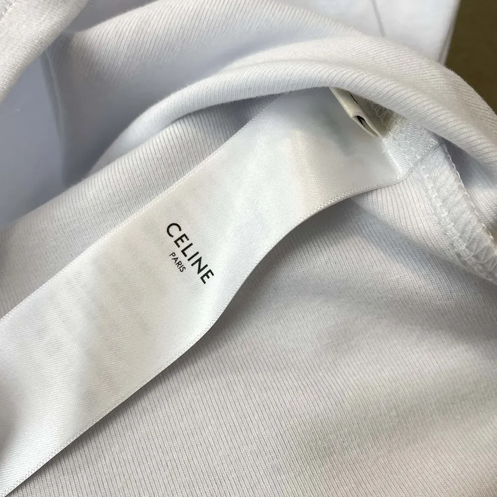 Celine Women T-Shirt in Ribbed Cotton Jersey - image 9