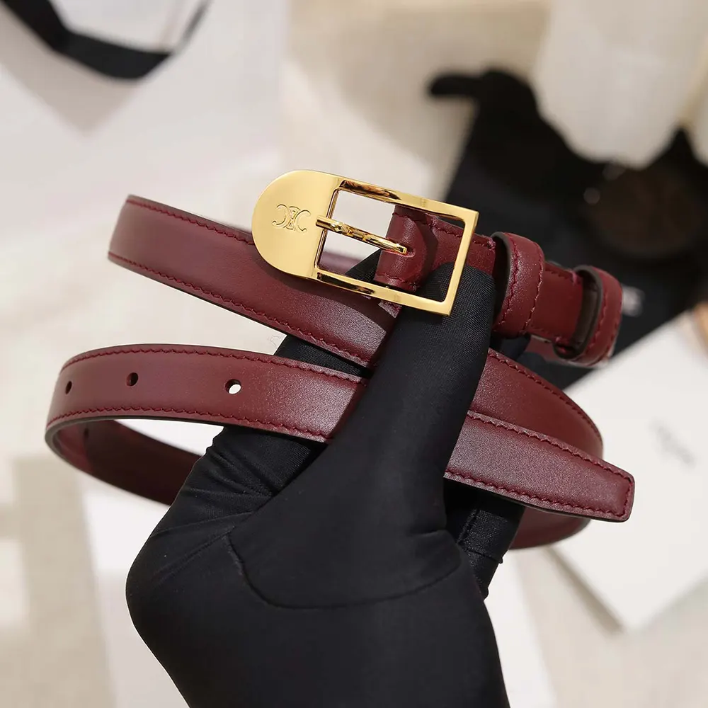 Side angle showing slim silhouette of Celine Women Bc-25 belt