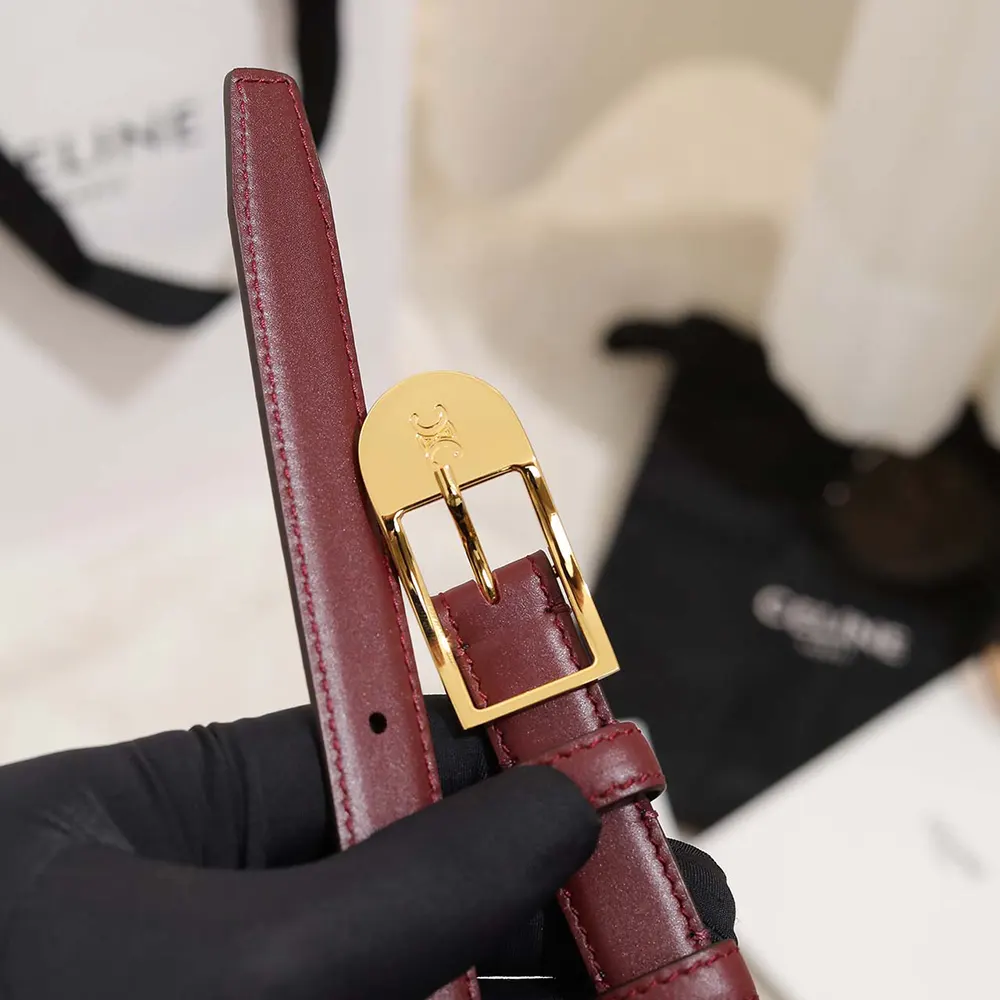 Celine Women Bc-25 18mm Belt In Taurillon Leather-Maroon - image 4