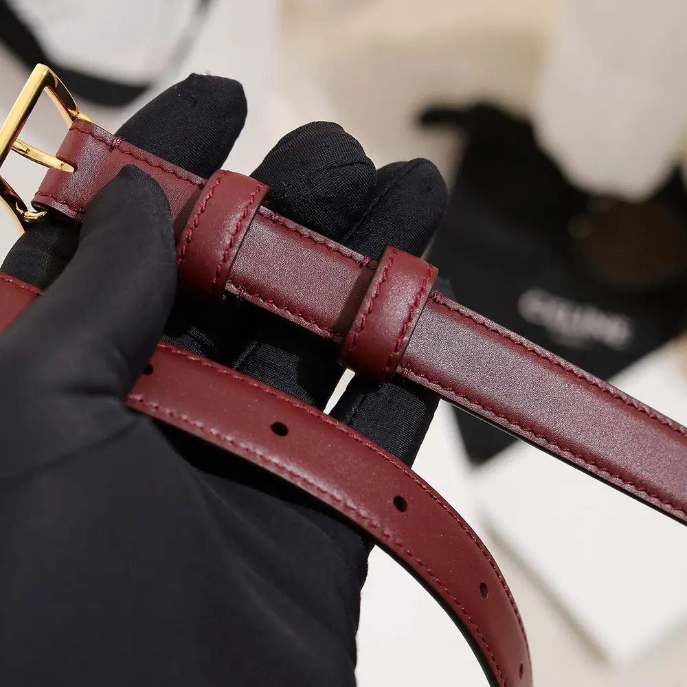 Celine Women Bc-25 18mm Belt In Taurillon Leather-Maroon - image 6