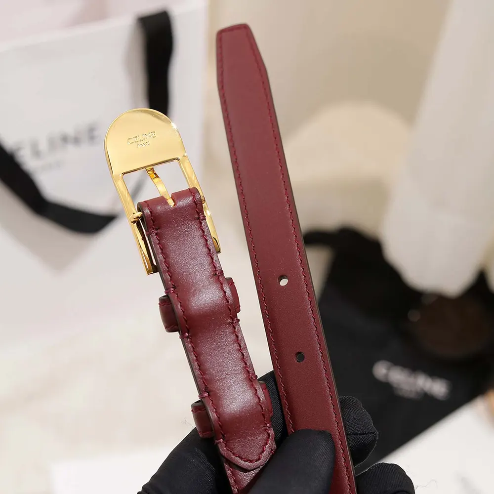Celine Women Bc-25 18mm Belt In Taurillon Leather-Maroon - image 5