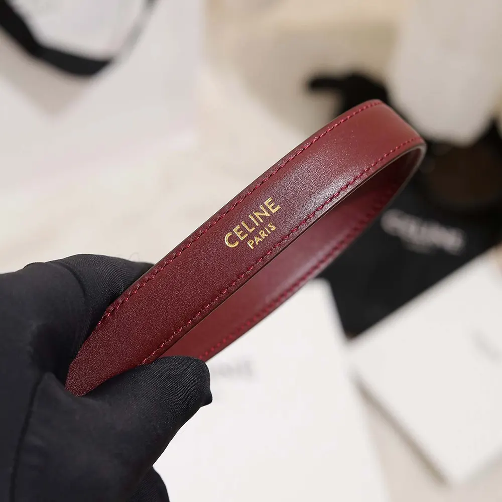 Celine Women Bc-25 18mm Belt In Taurillon Leather-Maroon - image 8