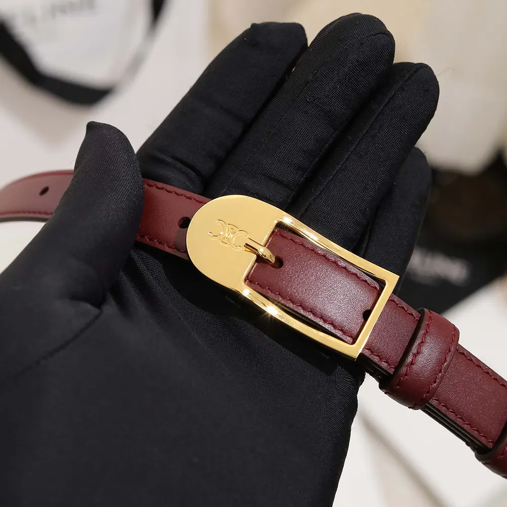 Celine Women Bc-25 18mm Belt In Taurillon Leather-Maroon - image 7