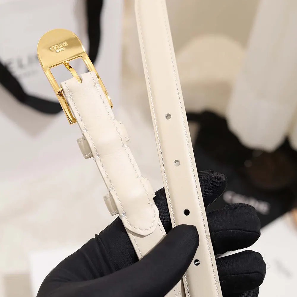 Celine Women Bc-25 18mm Belt In Taurillon Leather-White - image 5