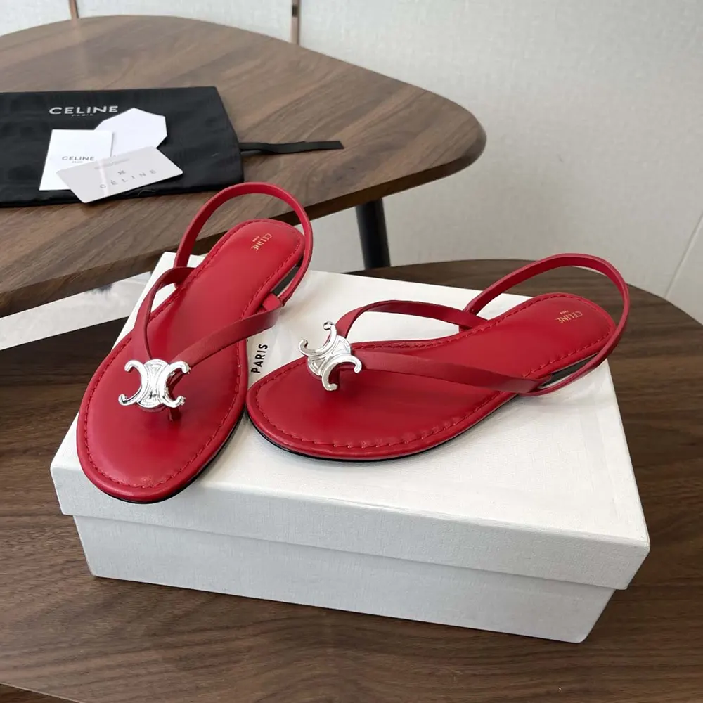 Celine Women Biki Sandal in Calfskin-Red - image 4