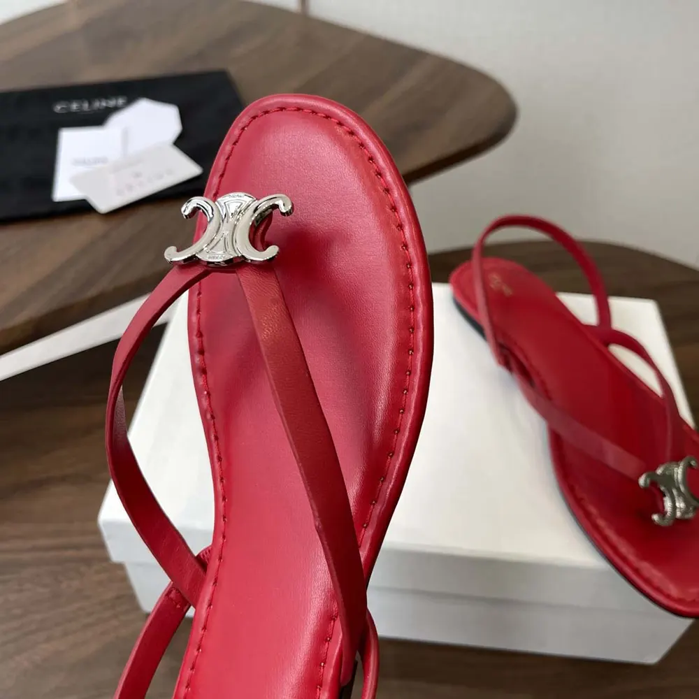 Celine Women Biki Sandal in Calfskin-Red - image 8