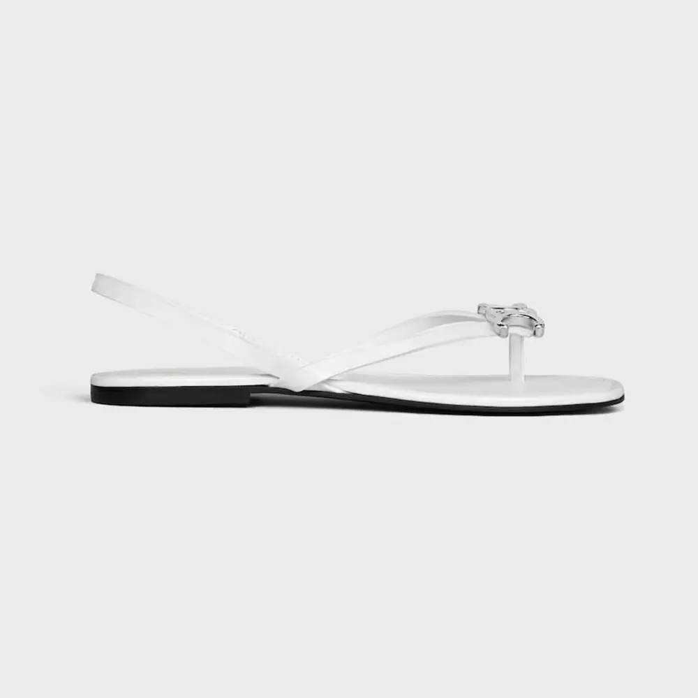 Front angle of Celine Women Biki Sandal in Calfskin-White