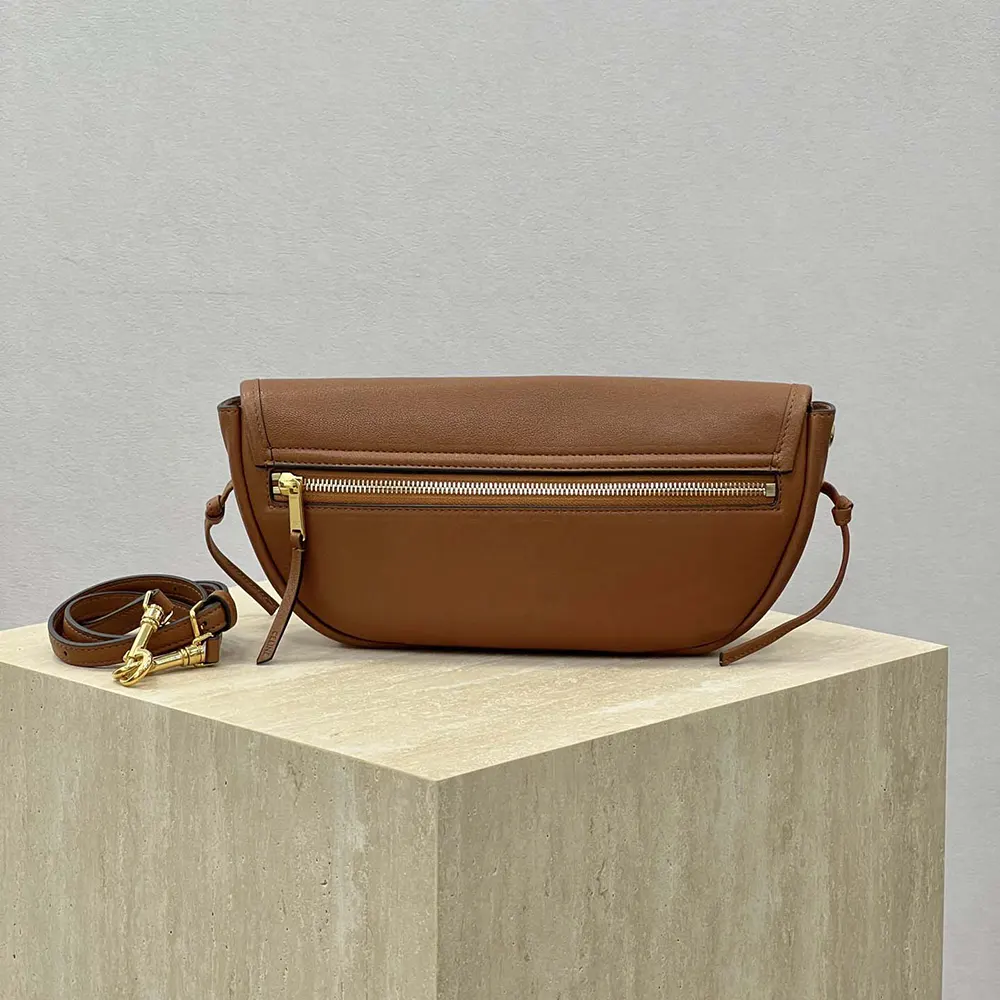 Celine Women Little Halfmoon Soft Triomphe in Supple Shiny Lambskin-Brown - image 6