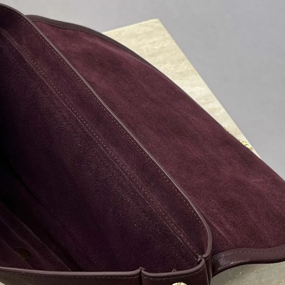 Celine Women Little Halfmoon Soft Triomphe in Supple Shiny Lambskin-Maroon - image 10