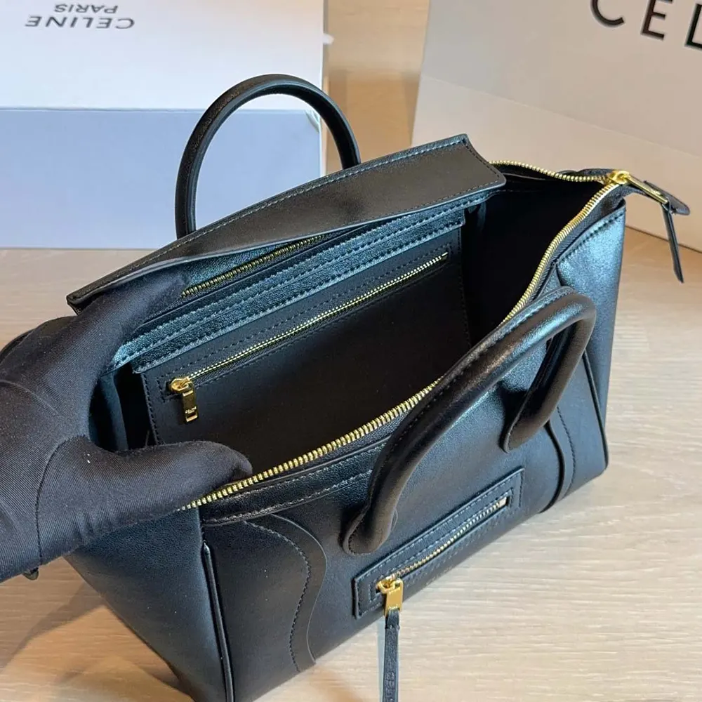 Celine Women Little Luggage in Grained Calfskin-Black - image 9
