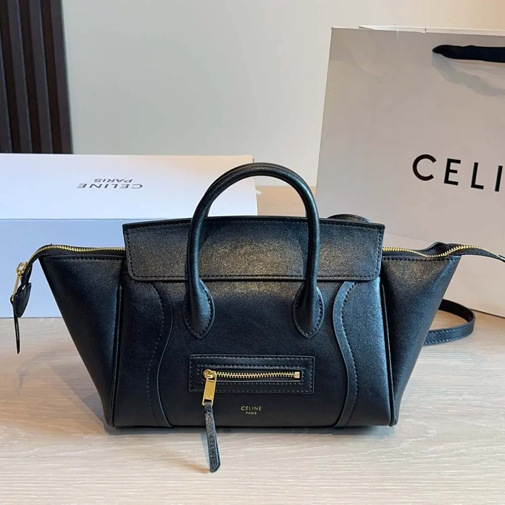Celine Women Little Luggage in Grained Calfskin-Black - image 5