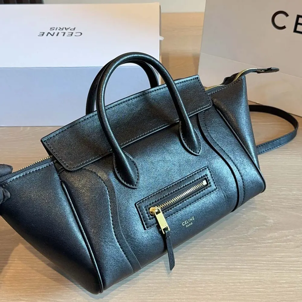 Celine Women Little Luggage in Grained Calfskin-Black - image 6