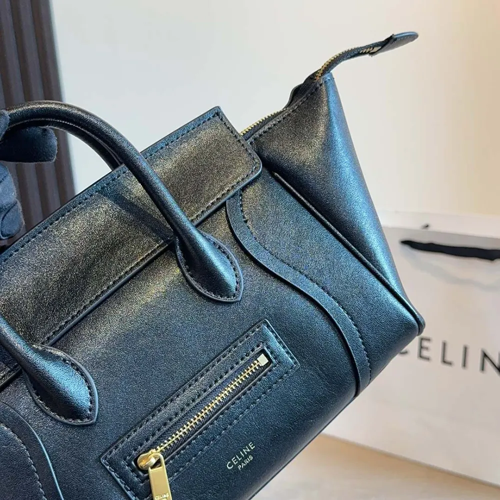 Celine Women Little Luggage in Grained Calfskin-Black - image 10
