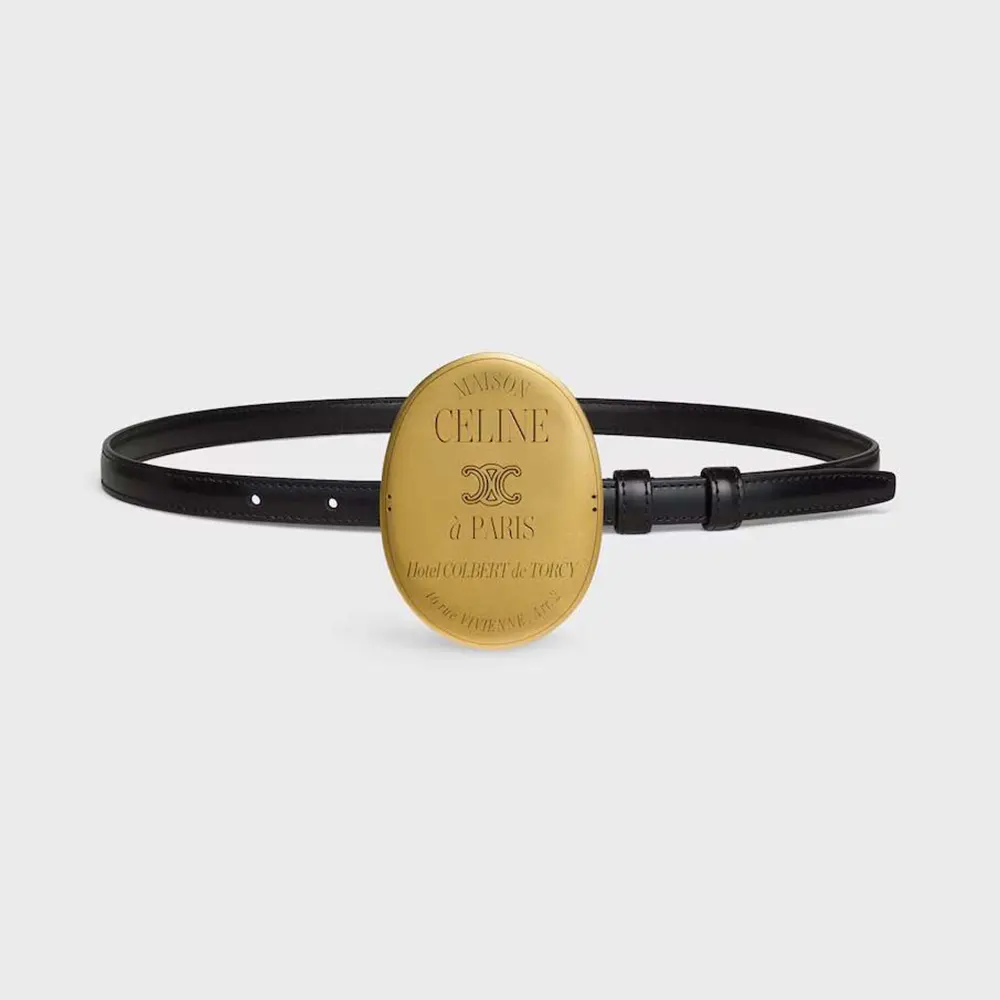 Front view of Celine Women Maison Celine Belt 13Mm in Taurillon Leather