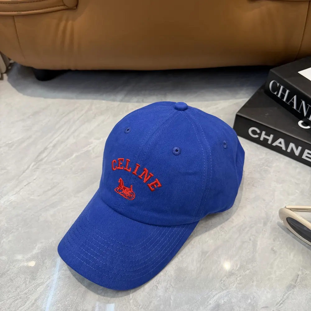 Celine Women Richelieu Cap In Cotton Twill-Navy - image 4