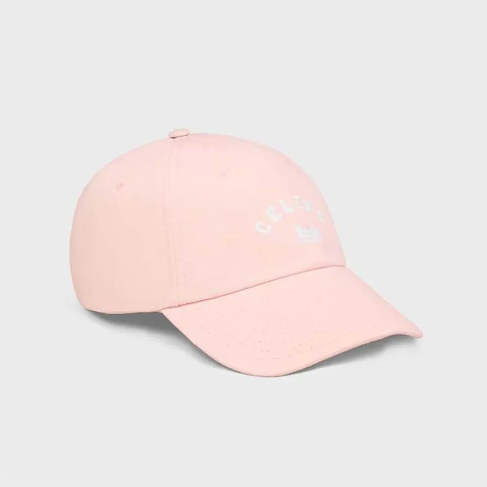 Front angle of Celine Women Richelieu Cap In Cotton Twill-Pink showing silhouette
