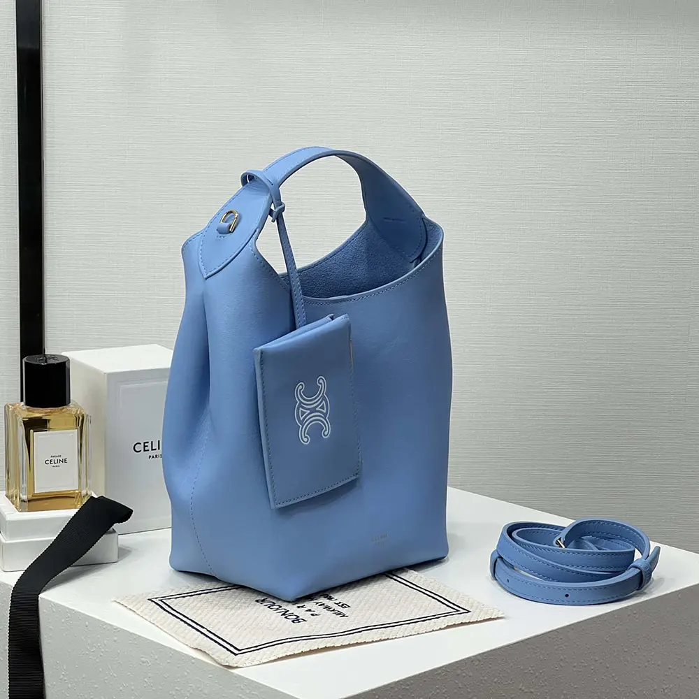 Celine Women Small Hobo in Supple Smooth Calfskin-Blue - image 4