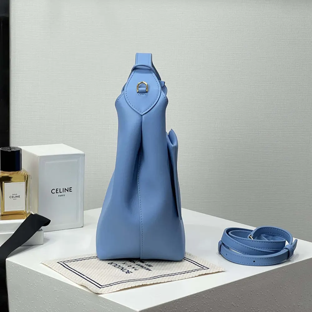 Celine Women Small Hobo in Supple Smooth Calfskin-Blue - image 5