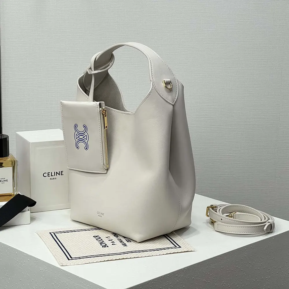 Celine Women Small Hobo in Supple Smooth Calfskin-White - image 4