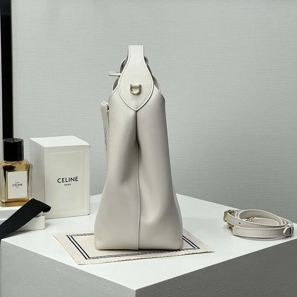 Celine Women Small Hobo in Supple Smooth Calfskin-White - image 5