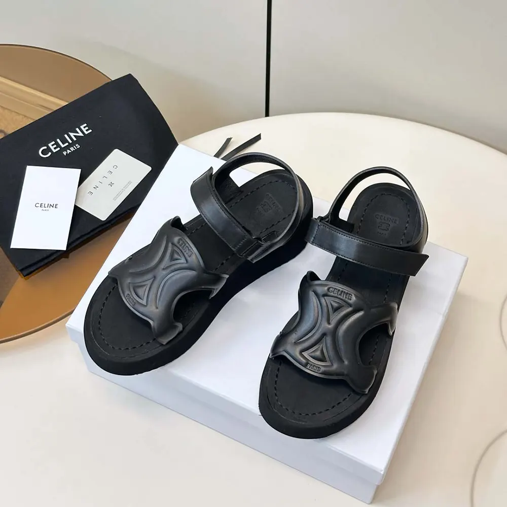 Side view showing buckle and silhouette of Celine Women Sunny Sandal
