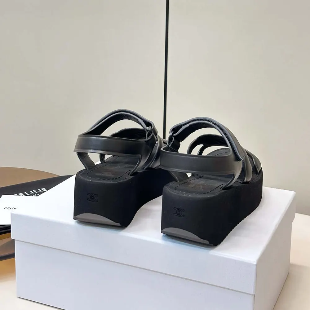 Celine Women Sunny Sandal In Calfskin – Vegetal Tanning-Black - image 6