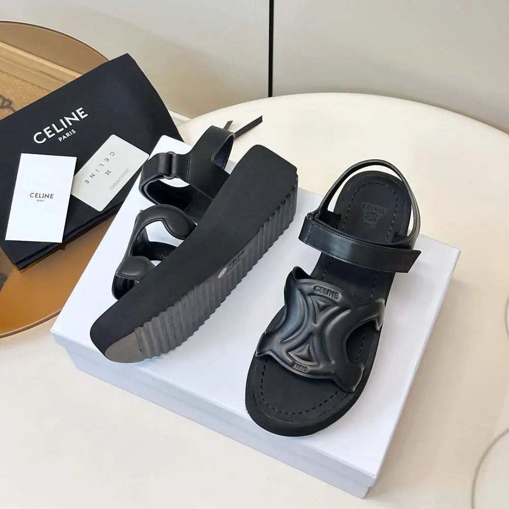 Celine Women Sunny Sandal In Calfskin – Vegetal Tanning-Black - image 5