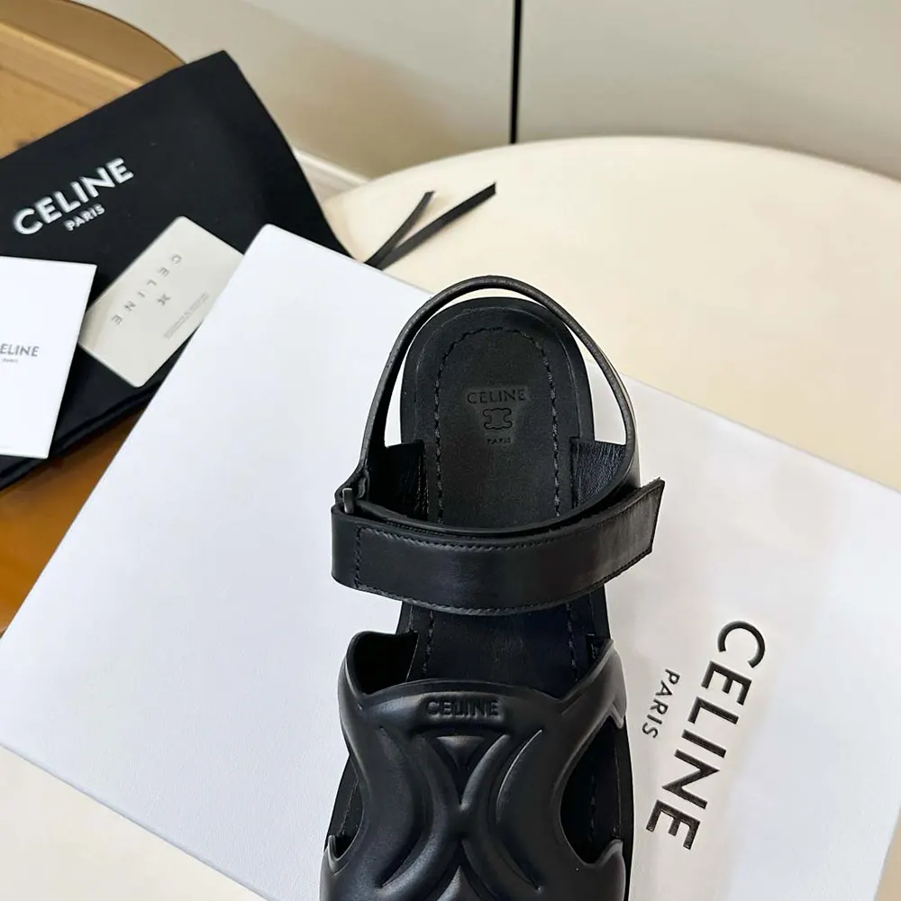 Celine Women Sunny Sandal In Calfskin – Vegetal Tanning-Black - image 10