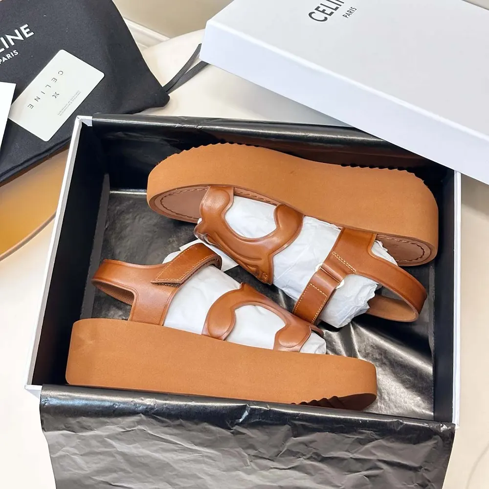 Celine Women Sunny Sandal in Calfskin – Vegetal Tanning-Tan - image 11