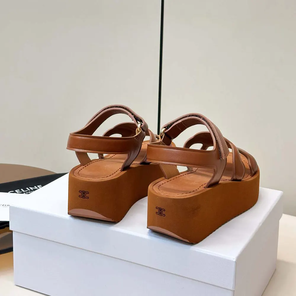 Celine Women Sunny Sandal in Calfskin – Vegetal Tanning-Tan - image 6