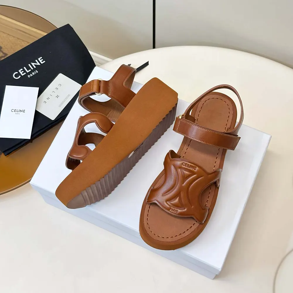 Celine Women Sunny Sandal in Calfskin – Vegetal Tanning-Tan - image 4