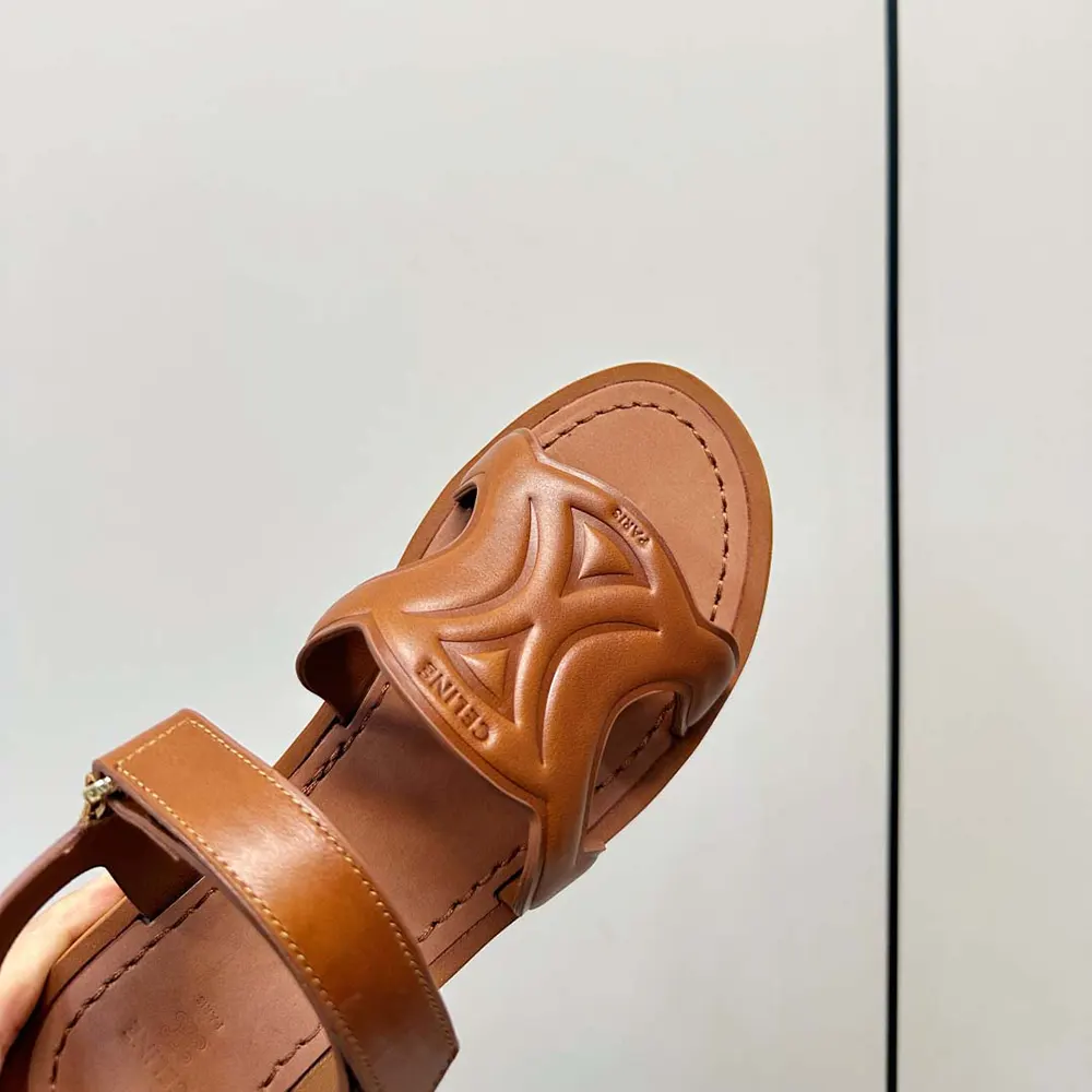 Celine Women Sunny Sandal in Calfskin – Vegetal Tanning-Tan - image 9