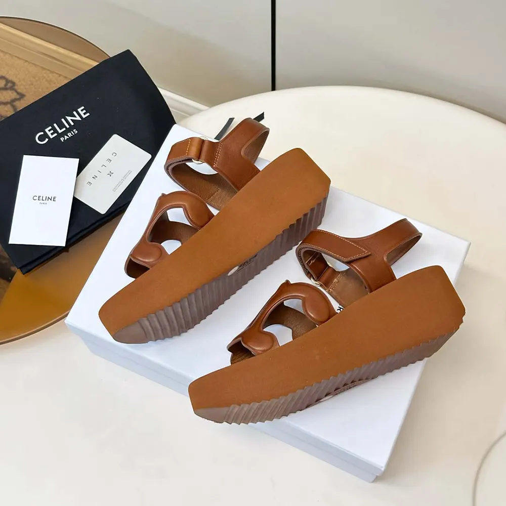 Celine Women Sunny Sandal in Calfskin – Vegetal Tanning-Tan - image 5