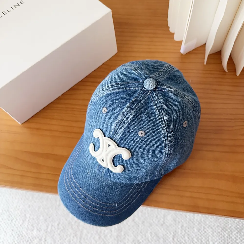 Celine Women Triomphe Baseball Cap in Denim Union Wash - image 8