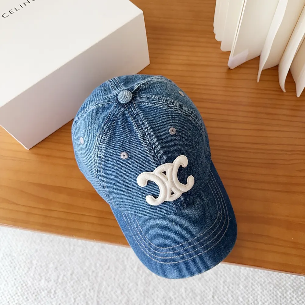 Celine Women Triomphe Baseball Cap in Denim Union Wash - image 6