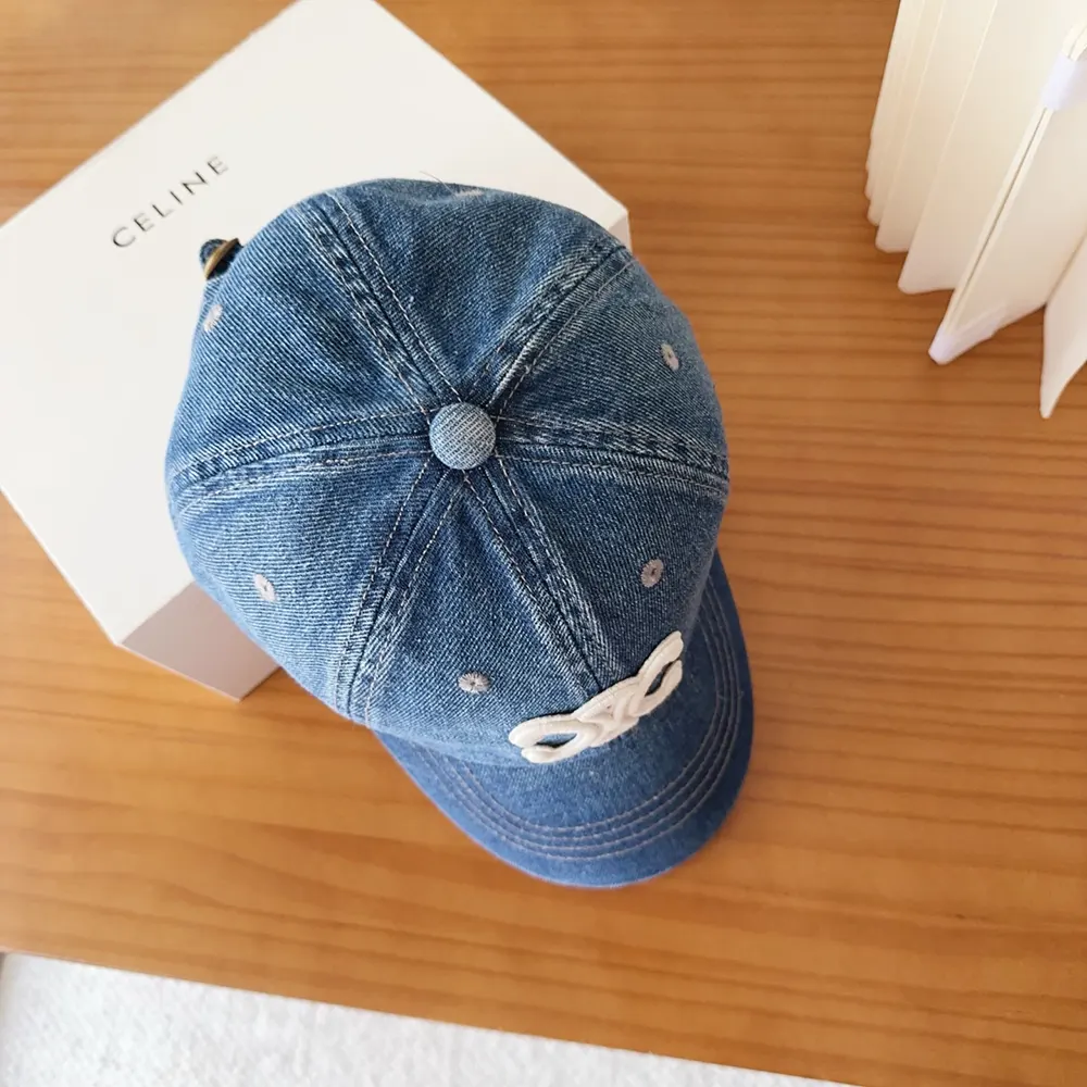 Celine Women Triomphe Baseball Cap in Denim Union Wash - image 4