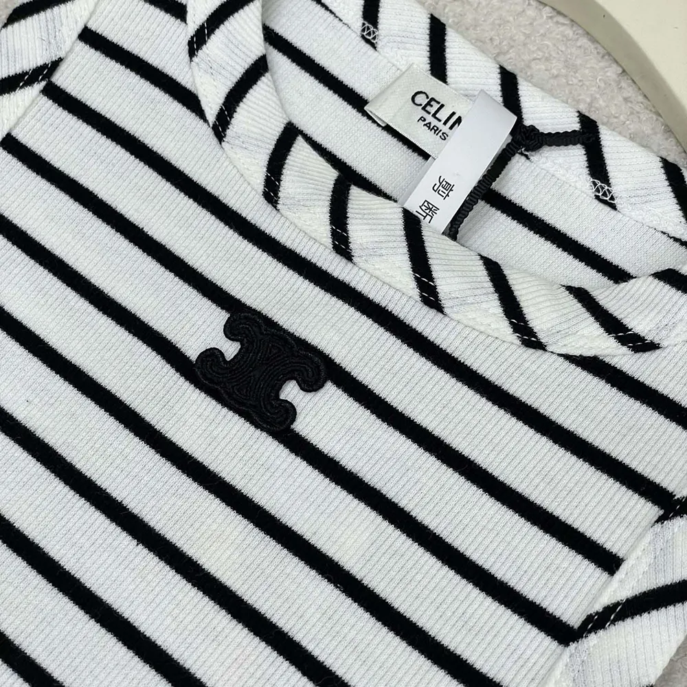 Celine Women Triomphe Tank Top in Striped Silk Jersey - image 9