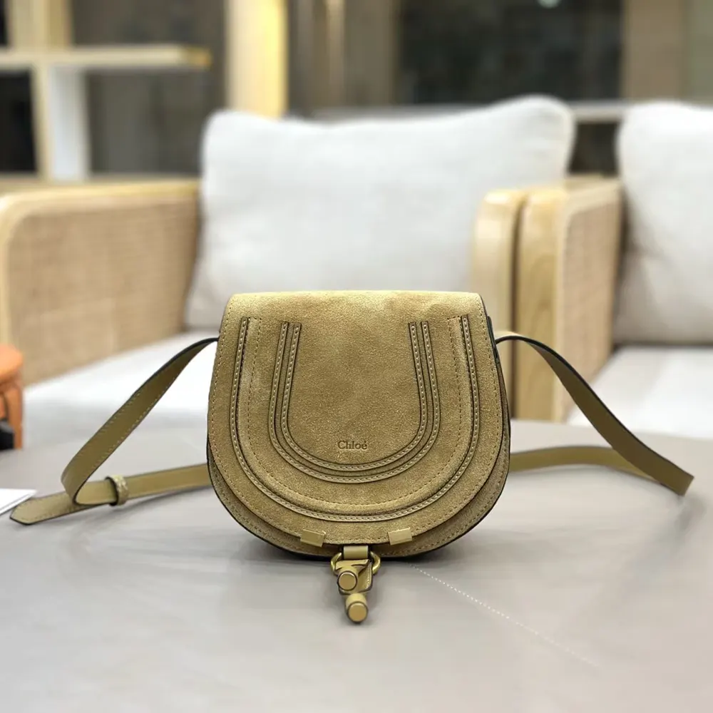 Chloe Women Marcie Small Shoulder Bag in Suede-Neutral - image 5