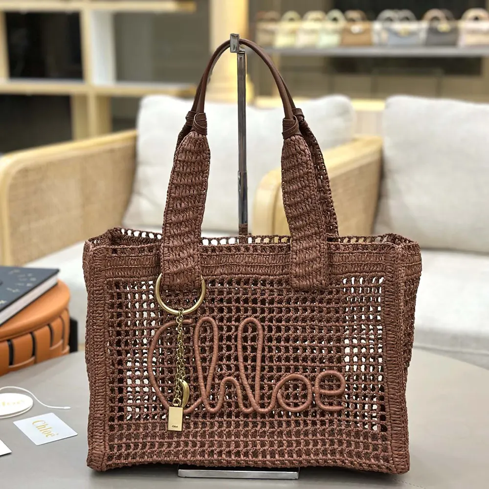 Chloe Women Summer Banana East-west Tote Bag in Raffia & Buffalo Leather - image 20