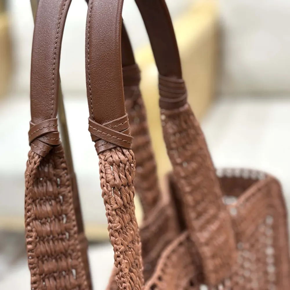 Chloe Women Summer Banana East-west Tote Bag in Raffia & Buffalo Leather - image 28